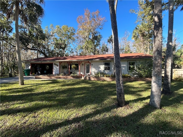 ranch-style house with a front yard