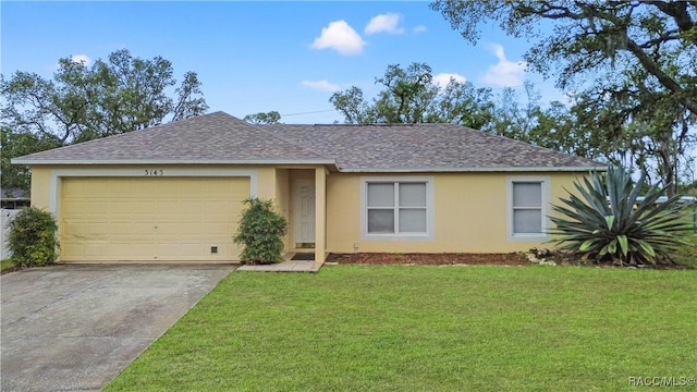 3143 Grayton Dr, Spring Hill, FL 34609 - single story home featuring stucco siding, an attached garage, a front yard, and roof with shingles