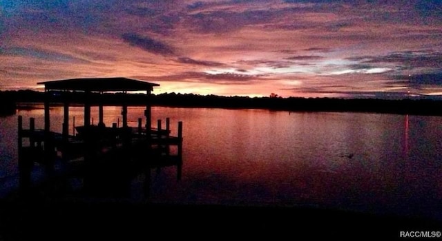 view of dock featuring a water view