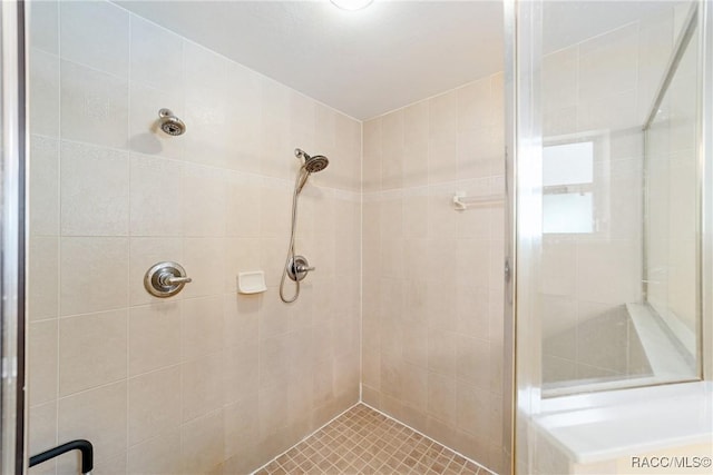 bathroom with a stall shower