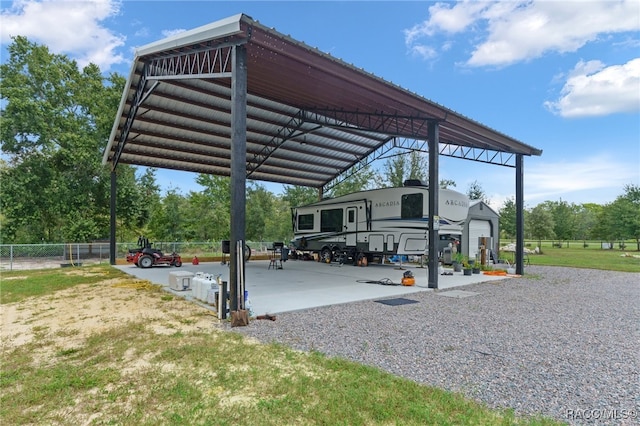 view of parking with a carport