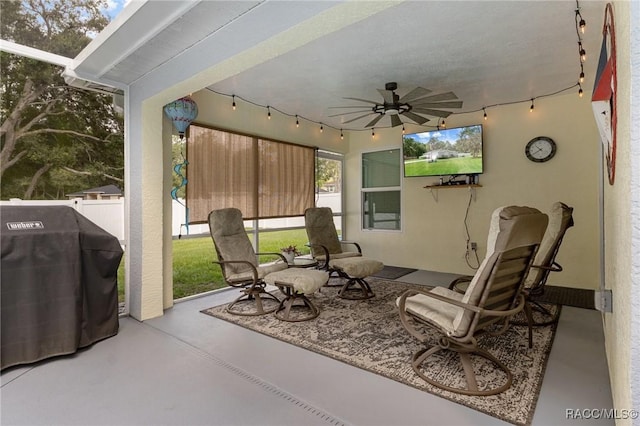 140 W Frisco Ln, Citrus Springs, FL 34434 - view of patio / terrace with ceiling fan and area for grilling