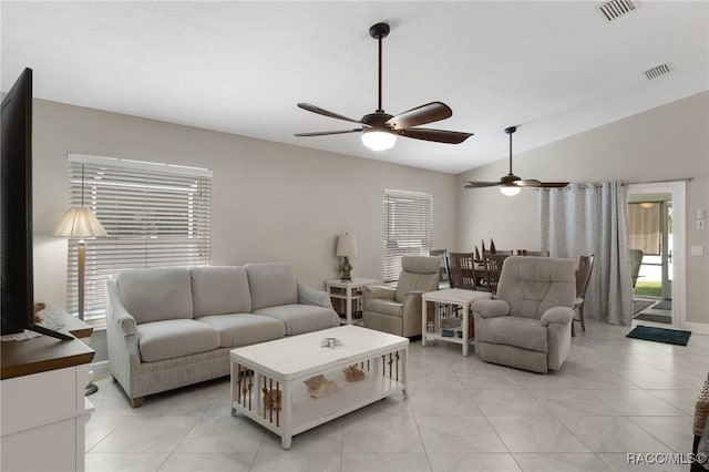 140 W Frisco Ln, Citrus Springs, FL 34434 - living area with ceiling fan and vaulted ceiling