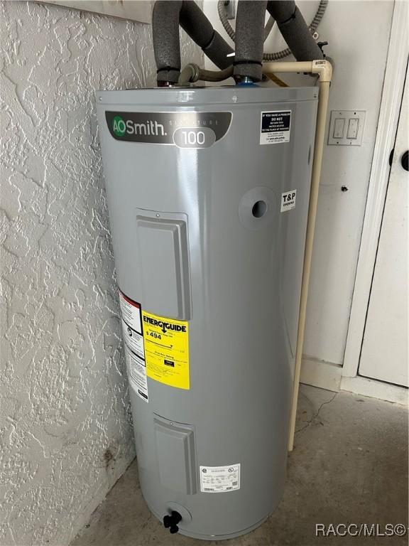 utility room with electric water heater