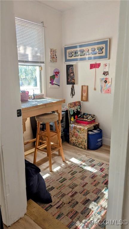 bedroom with wood-type flooring