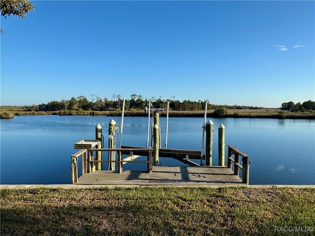 view of dock featuring a water view