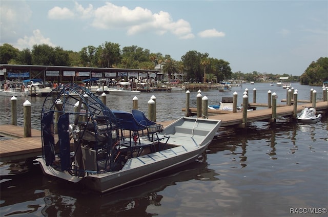 view of dock featuring a water view