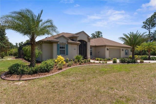 2056 W Learwood Pl, Beverly Hills, FL 34465 - ranch-style house featuring an attached garage, stucco siding, and a front yard