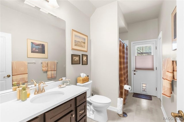 2056 W Learwood Pl, Beverly Hills, FL 34465 - bathroom with vanity, toilet, tile patterned flooring, and curtained shower