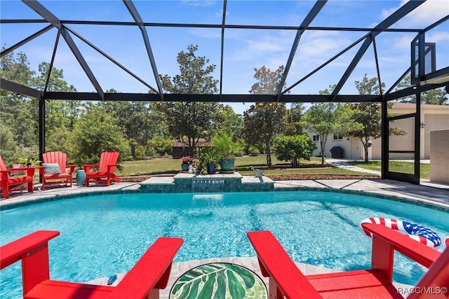 2056 W Learwood Pl, Beverly Hills, FL 34465 - outdoor pool featuring glass enclosure and a patio