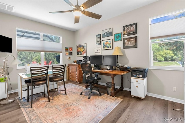 2056 W Learwood Pl, Beverly Hills, FL 34465 - office with wood finished floors, baseboards, and ceiling fan