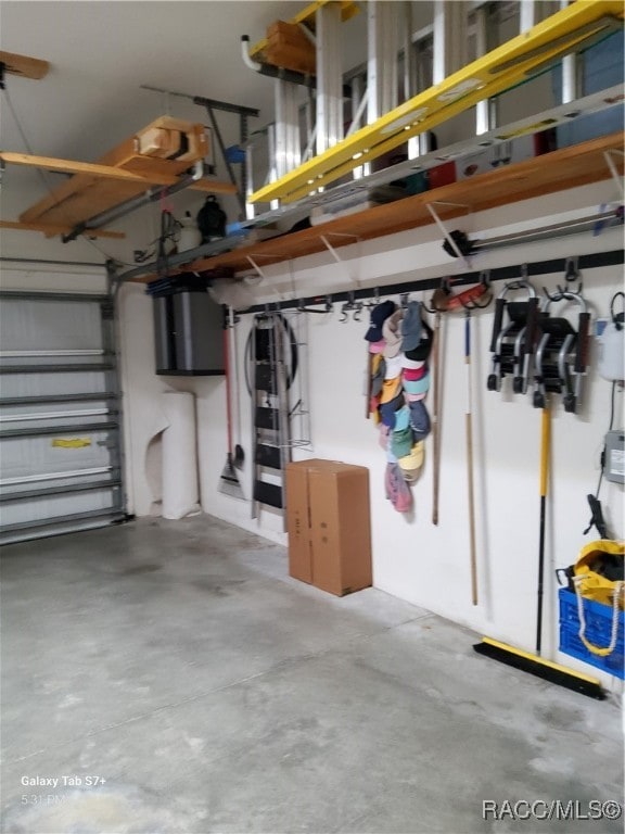 garage with a garage door opener