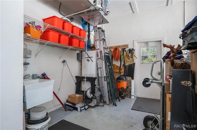 storage area with a sink