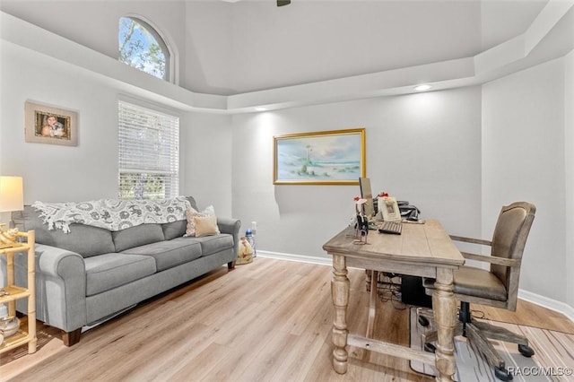 4340 W Mustang Blvd, Beverly Hills, FL 34465 - office space with light wood-type flooring, baseboards, a towering ceiling, and recessed lighting