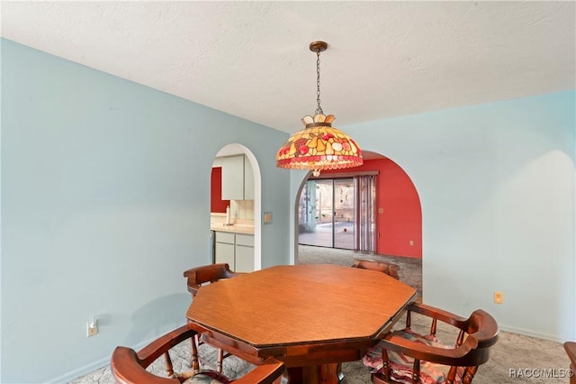 view of carpeted dining room