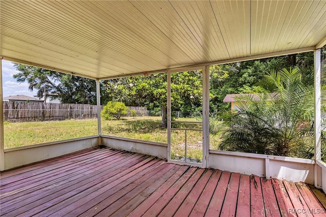 view of unfurnished sunroom