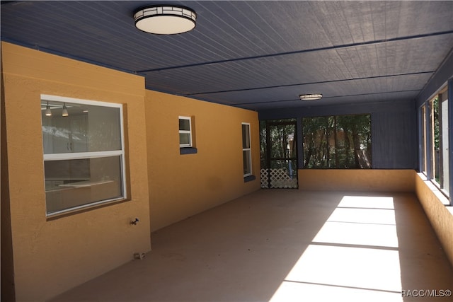 view of unfurnished sunroom