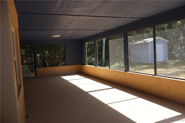 view of unfurnished sunroom