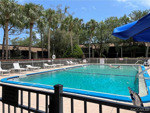 view of pool featuring a patio