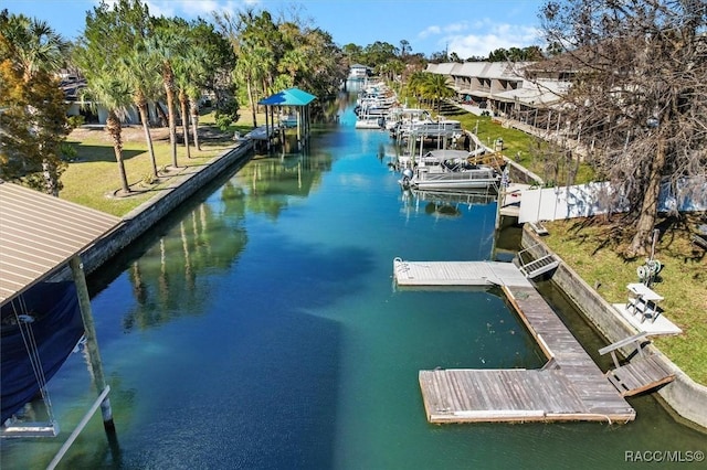 view of dock featuring a water view