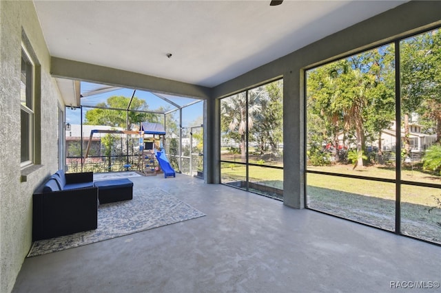 view of unfurnished sunroom