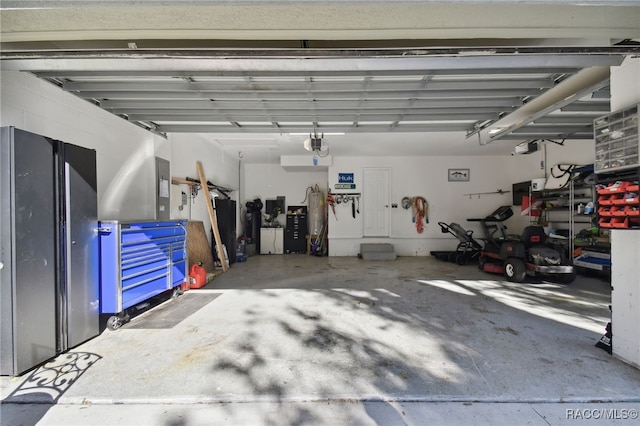 garage with a garage door opener