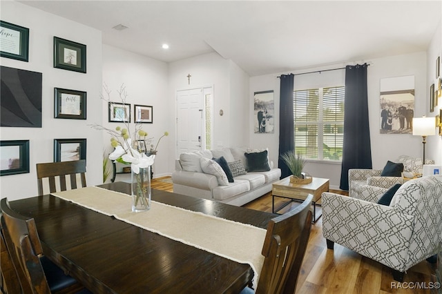 living room with wood-type flooring