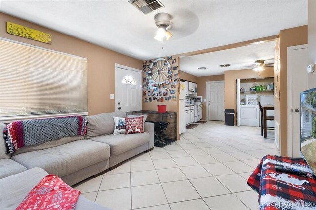 view of tiled living room