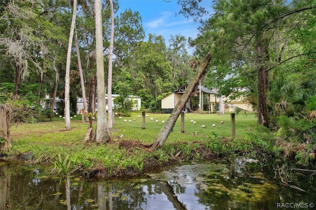 view of yard featuring a water view