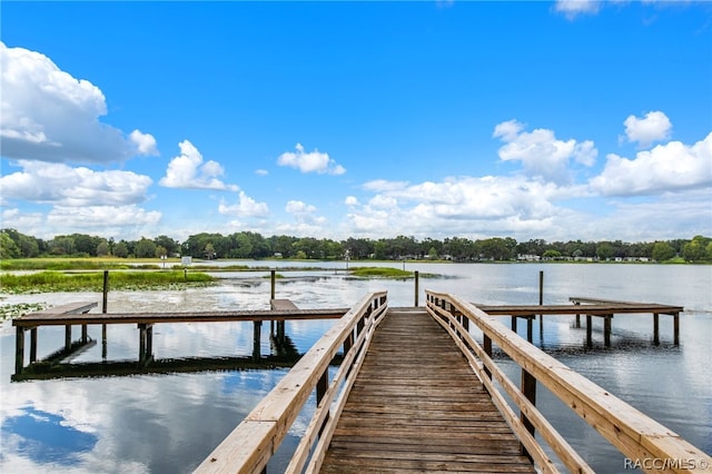 view of dock featuring a water view