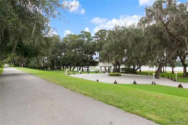 view of property's community featuring a yard