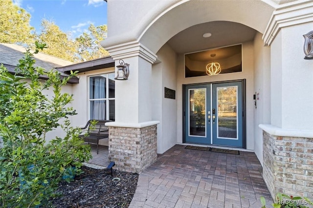 property entrance with french doors