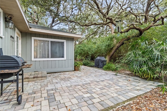 view of patio featuring grilling area