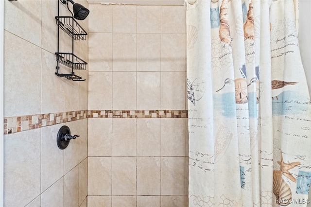 bathroom featuring a shower with curtain