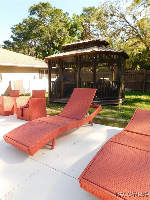 view of patio / terrace with a gazebo