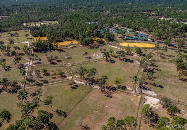 bird's eye view featuring a rural view