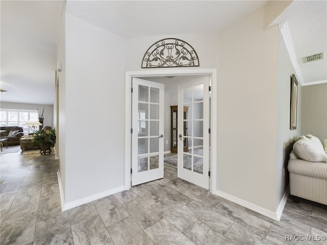 interior space featuring french doors