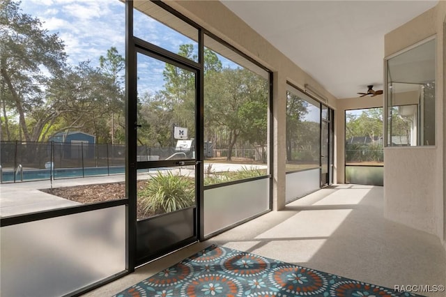 view of unfurnished sunroom