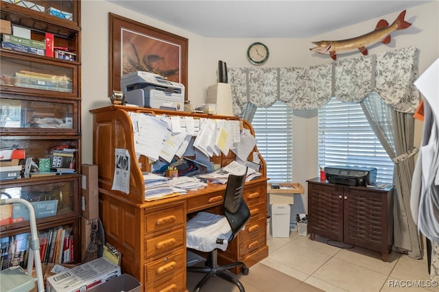 office area featuring light tile patterned floors