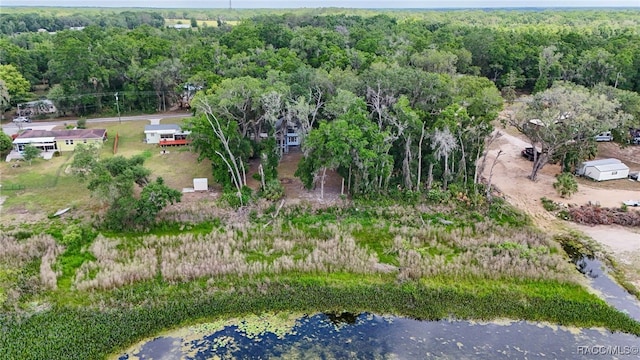 aerial view with a wooded view