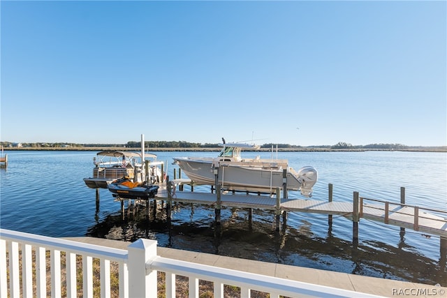 view of dock featuring a water view