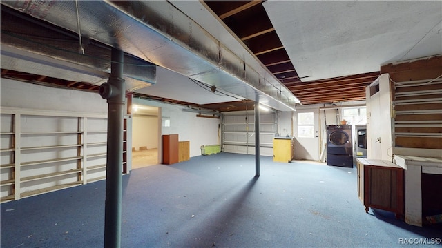 basement with independent washer and dryer