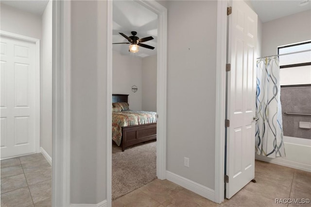 bedroom featuring light tile patterned floors