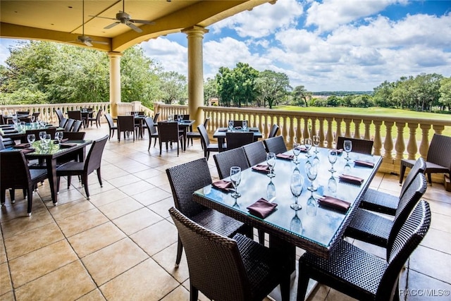 view of patio / terrace featuring ceiling fan