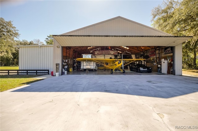 view of detached garage