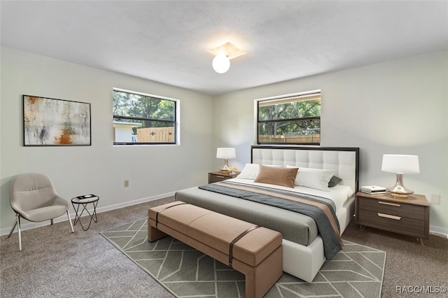 carpeted bedroom featuring multiple windows