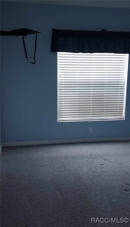 carpeted spare room featuring a wealth of natural light and baseboards
