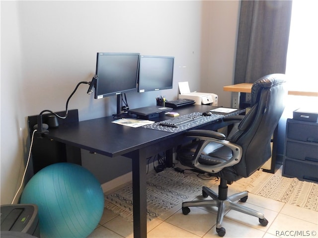 view of tiled home office