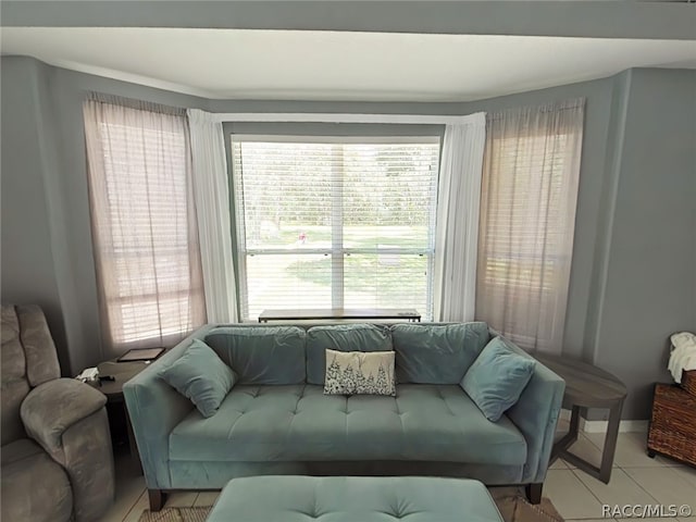 view of tiled living room