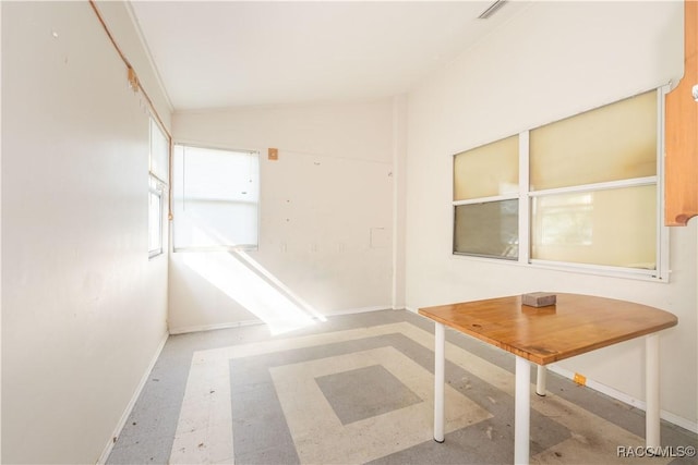 interior space with lofted ceiling